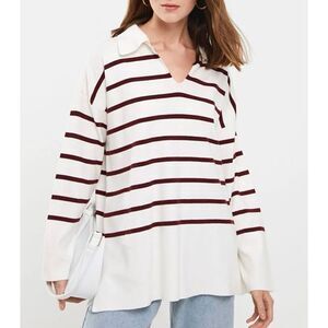 Zara collared striped oversized pullover sweater small